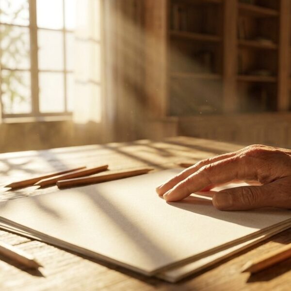 Close-up of an investor's hand resting on paper with pencils, reflecting the use of checklists in investment decisions.