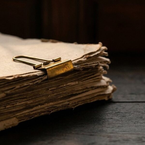 Close-up of Indian legal documents tied with a brass paperclip, relating to angel investment terms and clauses.