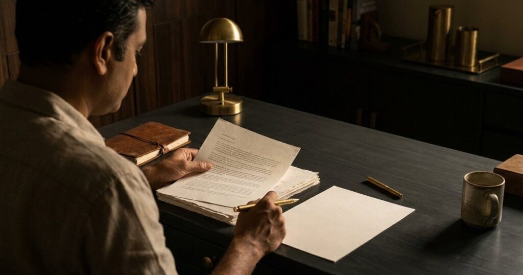 An Indian angel investor reviewing documents, offering guidance on due diligence for seed-stage companies.