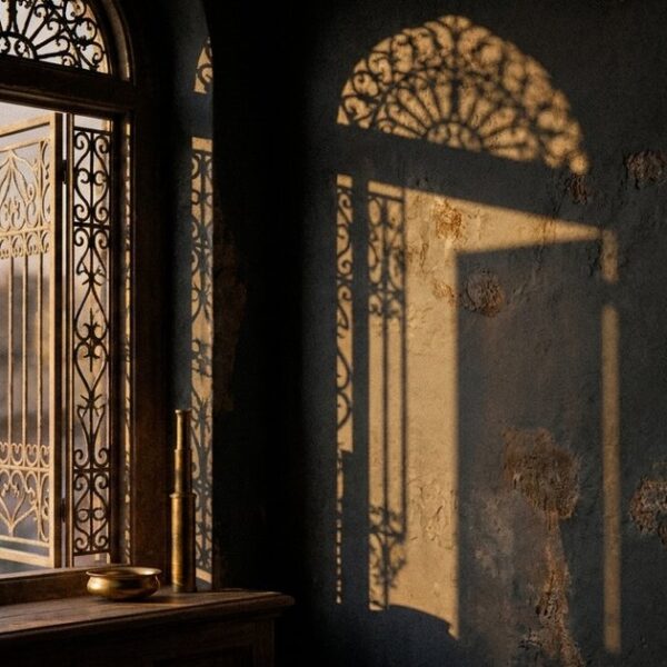 An open window with ornate ironwork in an Indian study, symbolizing diverse mental models in investing decisions.