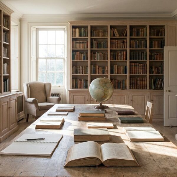 An educational setting with books and a globe, reflecting a discussion on rethinking school education.
