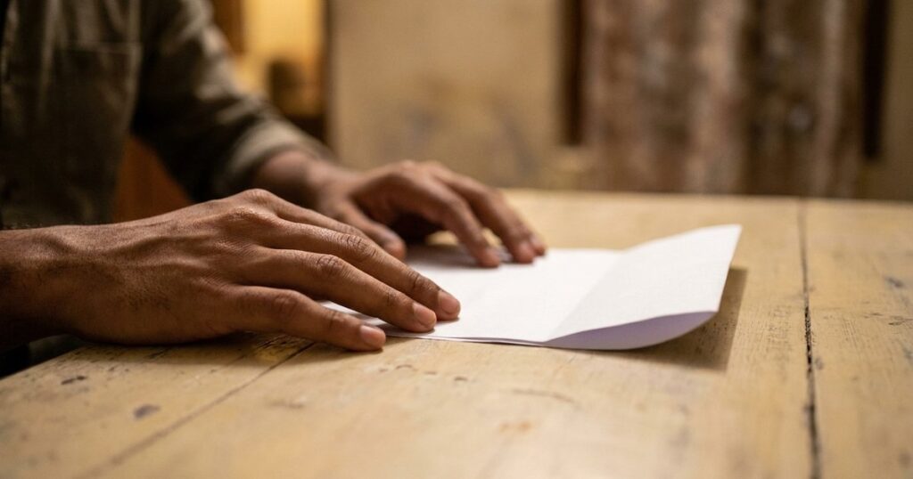 Close-up of hands on an appointment letter, highlighting the anticipation and contemplation of starting a first job in India.