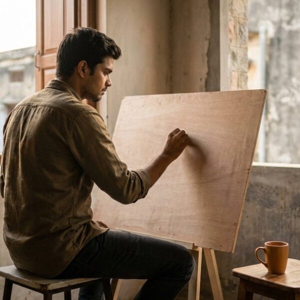 A young Indian person sketches on a blank board, symbolizing strategies for creating new job opportunities when none exist.