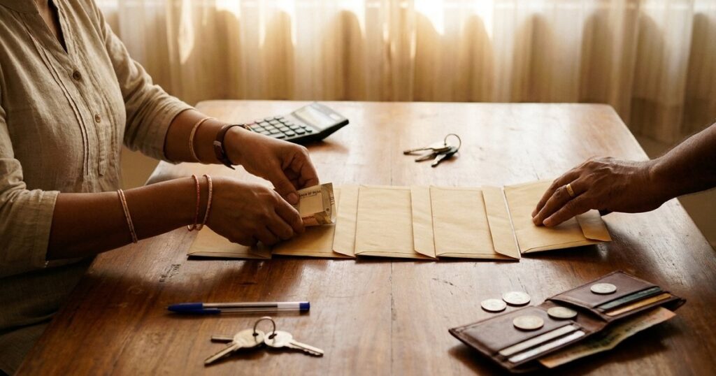 Indian investor’s hands organize monthly contributions for a disciplined long-term SIP strategy at home