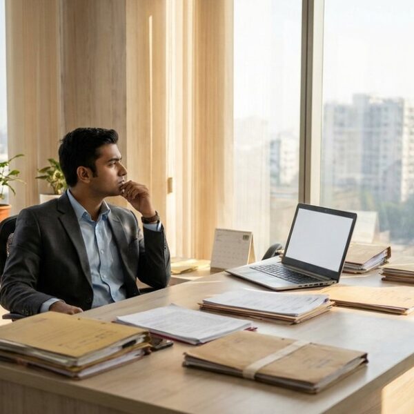 An Indian professional in an office, symbolizing the challenges IAS officers face with vacant posts in India.