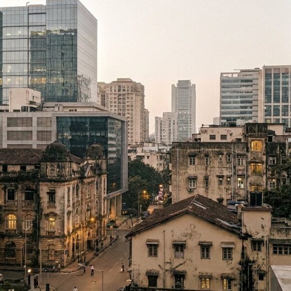 Urban Indian business district at dawn, reflecting on using NLP for effective communication and influence in business.