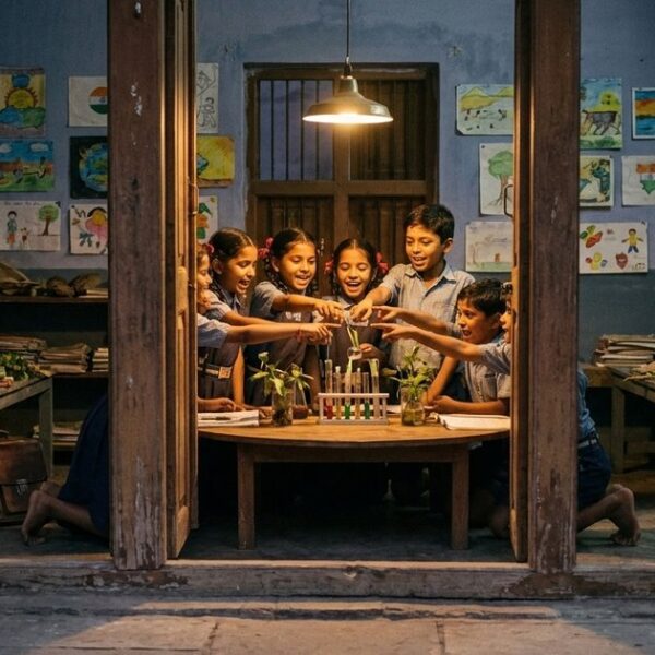 Children in an Indian classroom engage in a lively discussion, aligning with the topic of children's motivation to learn.