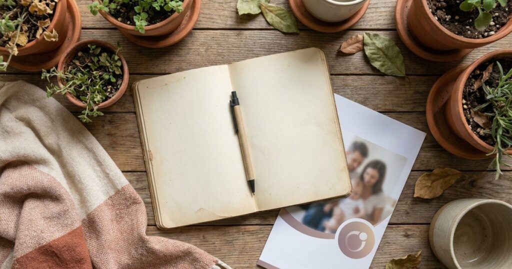 A flat-lay of a notebook and fertility pamphlet, symbolizing fertility journeys and educational reform challenges.